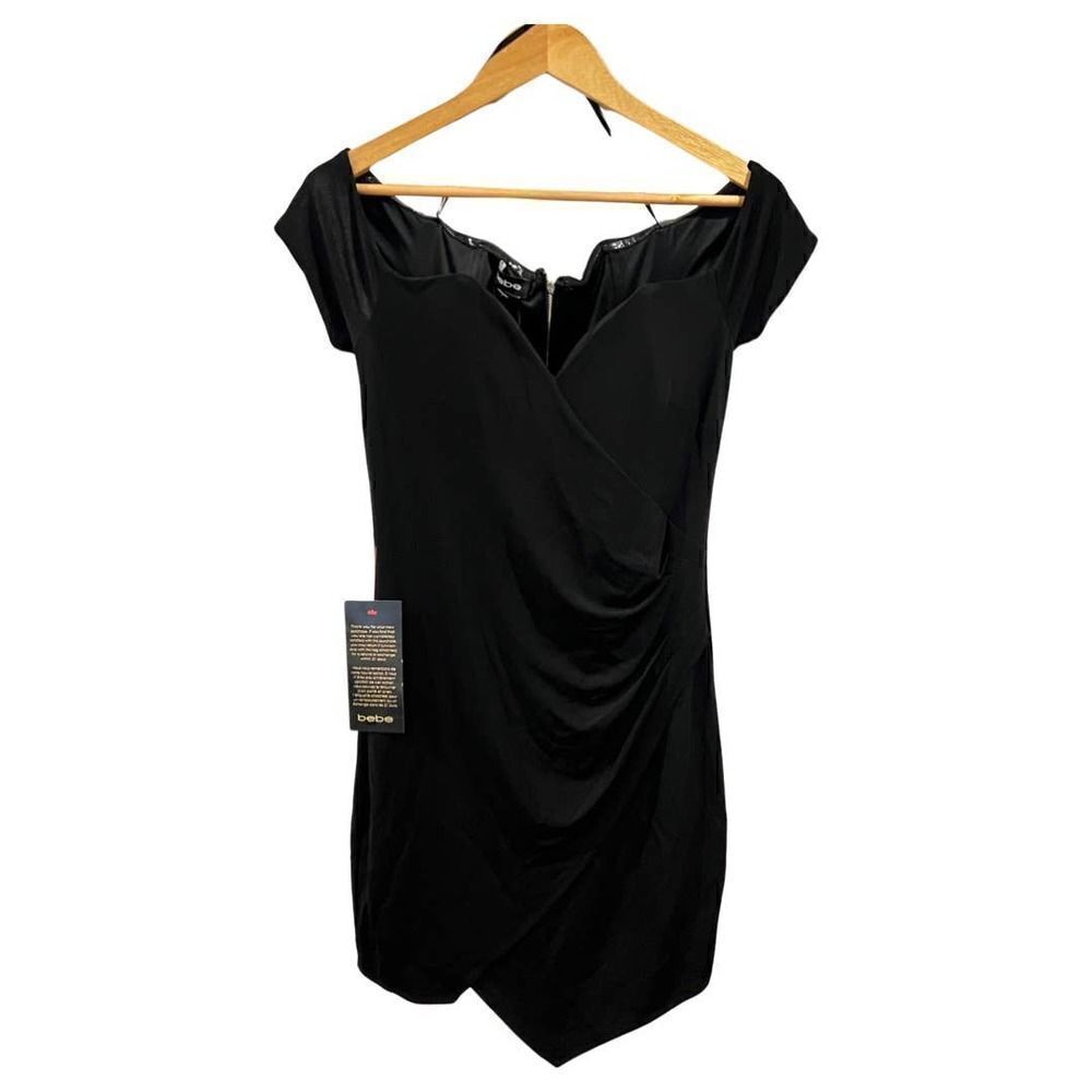 Bebe Mimi off the shoulder Asymetrical Black Dress size M